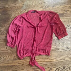 The Limited Red Blouse with Tie Front